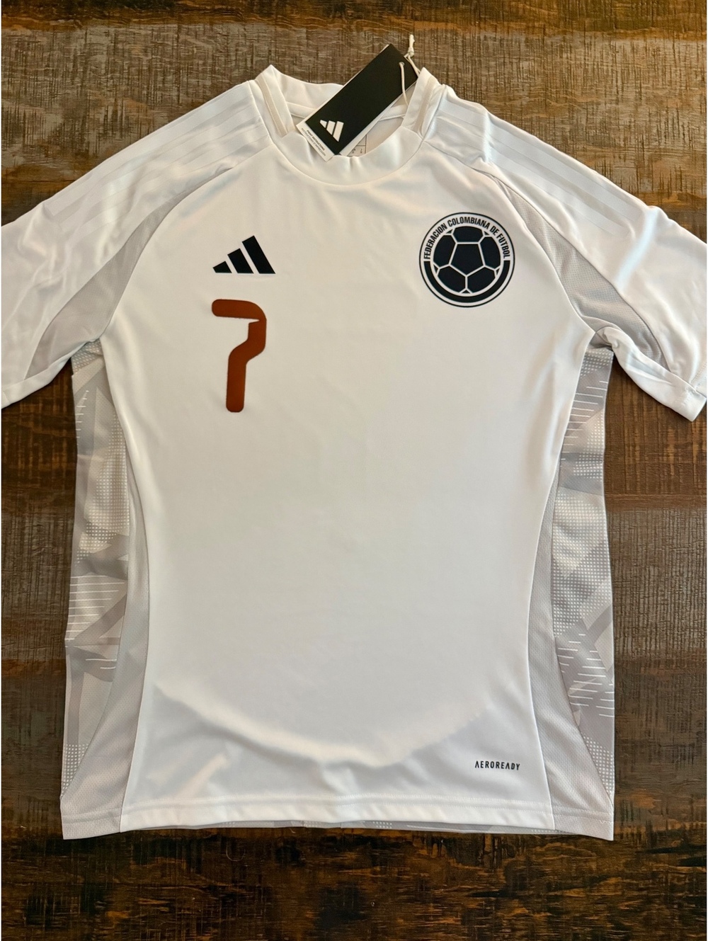 Colombia Luis Diaz #7 Adidas White and Copper details 2XL